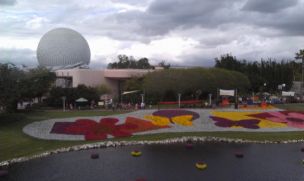 Epcot International Flower and Garden Festival flower beds from Monorail