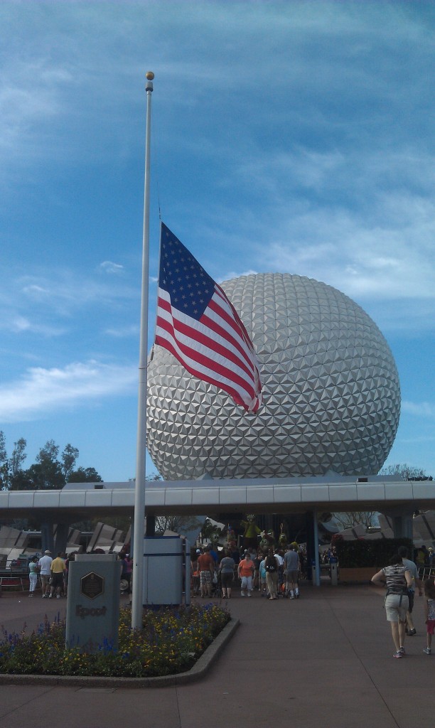 Flags are at half staff at Epcot