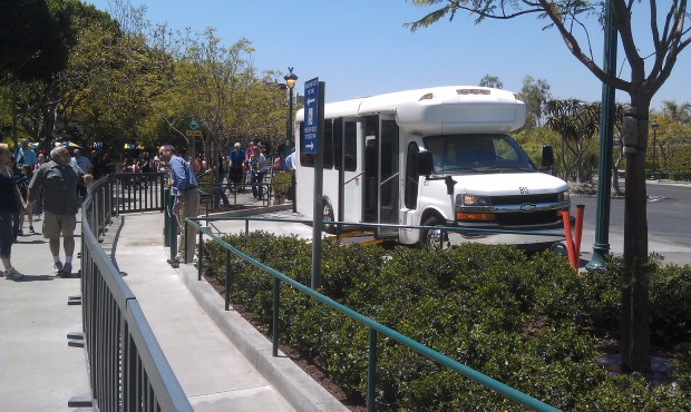Just artived at the #Disneyland Resort.  They were testing out a new location for the shuttles.