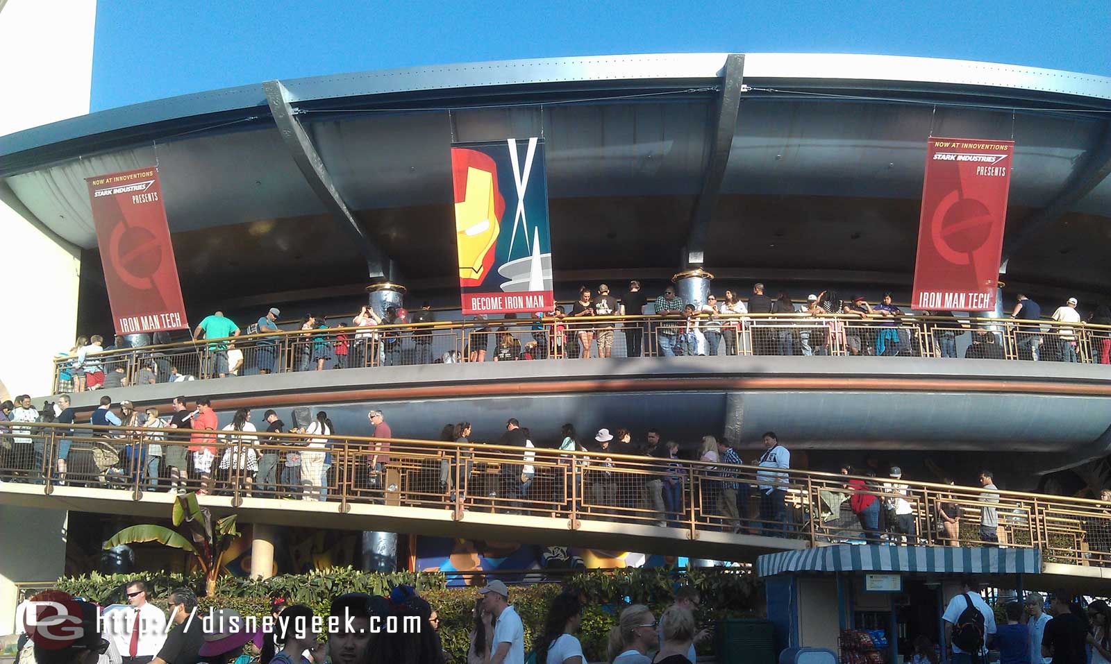 Probably a record setting line to enter Innoventions this evening for the AP preview of the Iron Man 3