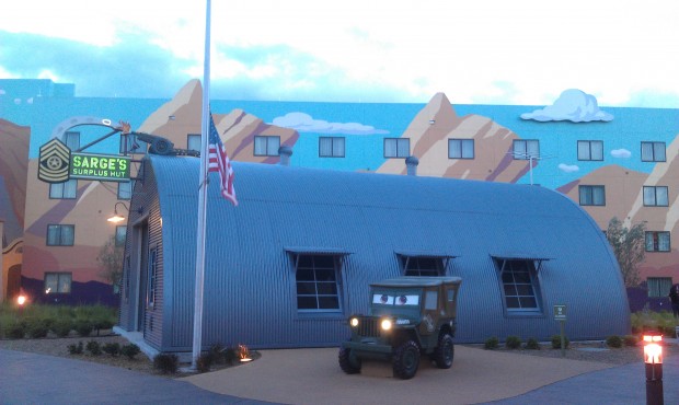 Sarge out by his Surplus Hut.   Notice the flag is at half staff today.