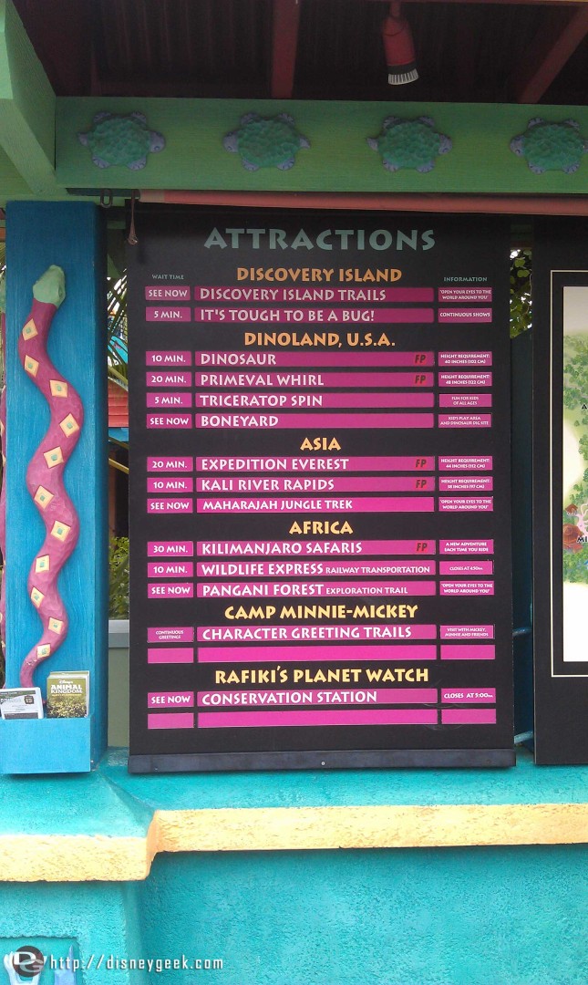The waits are not too bad it does not list the merchandise line which is the longest in the park