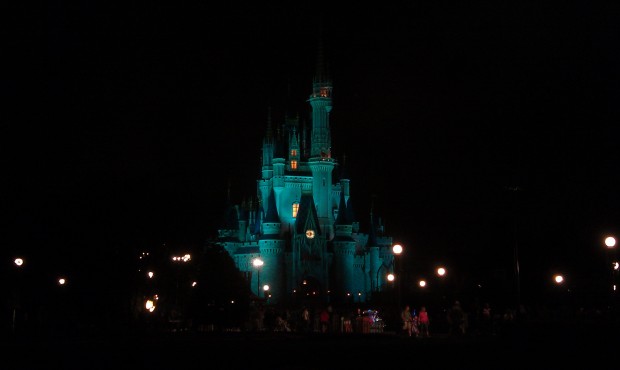 Walking by Cinderella Castle this evening