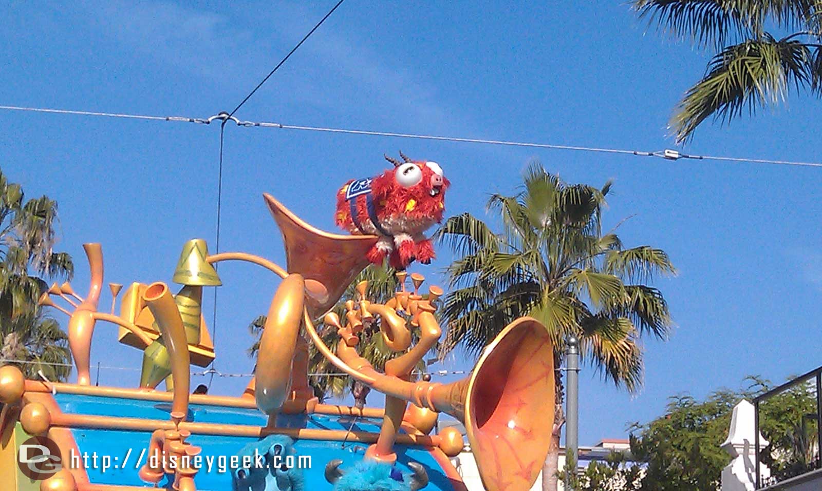 Even the Fear Tech mascot is in the Pixar Play Parade