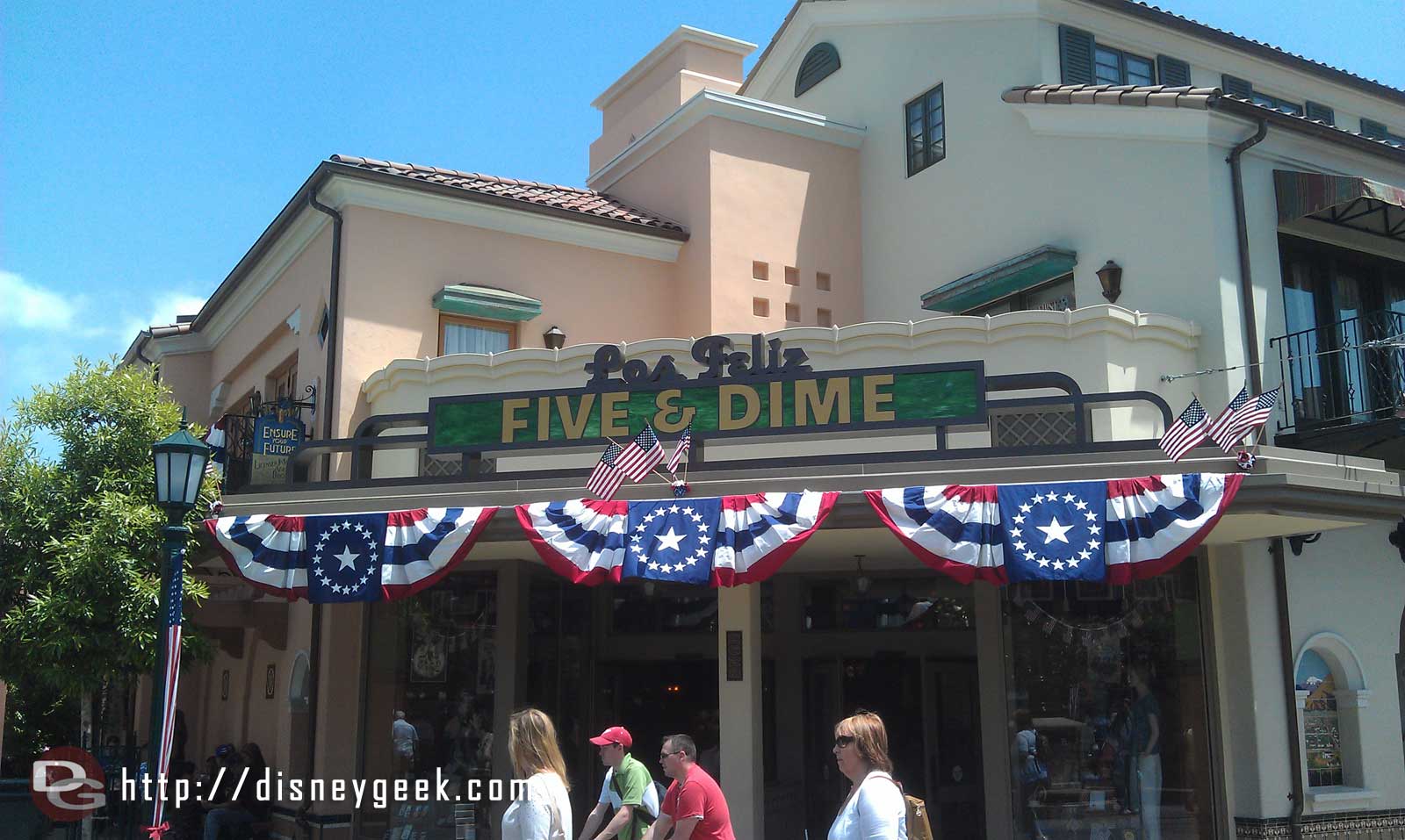 Just arrived at the Disneyland Resort for the festivities. BuenaVistaStreet decked out for Memorial Day