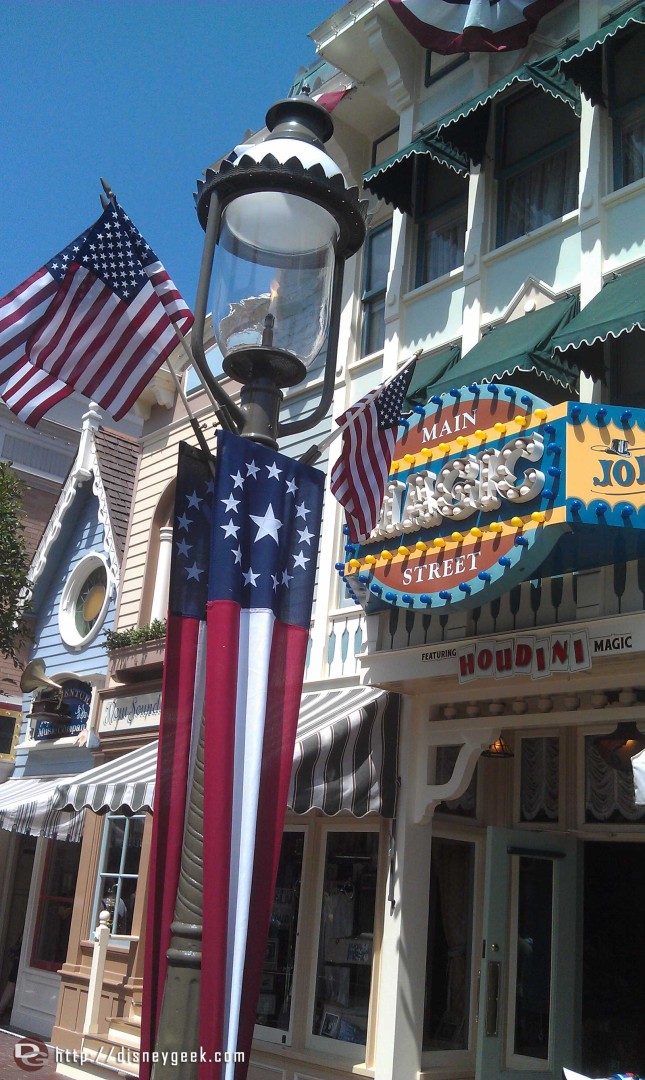 Main Street USA is also ready for summer with patriotic banners and flags