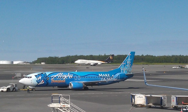 A better picture of the Alaska air Disneyland plane.