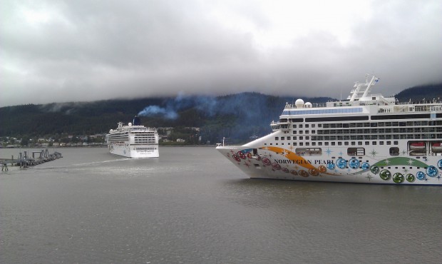 A traffic jam in Juneau #Alaska. As soon as on ship leaves another is already pulling in