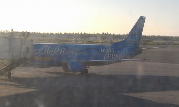 Heading home to LA this morning.  Our plane has a Disneyland / Make a Wish paint scheme.