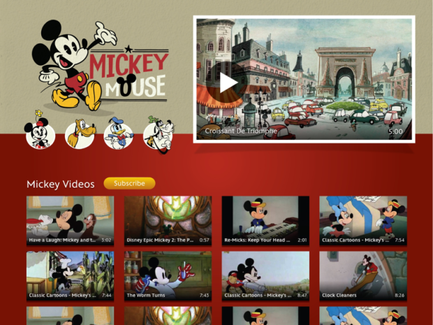 Mickey Mouse Video App- Character Page