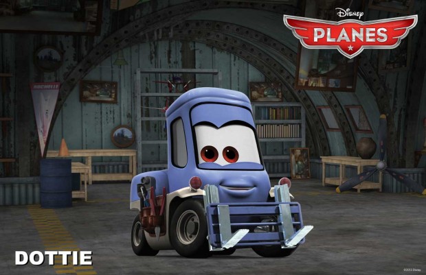 He is cheered on by his friends Dottie (a forklift voiced by Teri Hatcher)