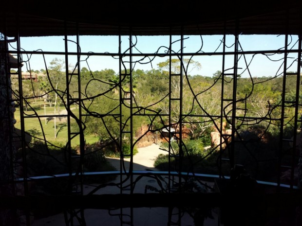 A look out the lobby window at Disney's Animal Kingdom Lodge