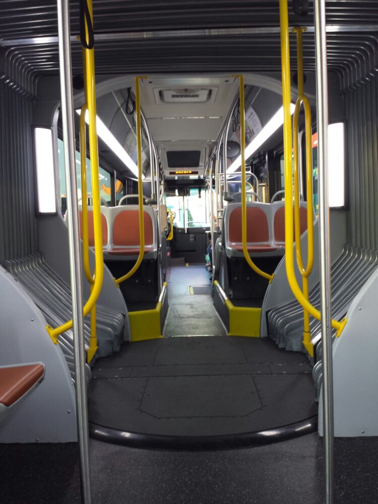 One of the new articulated Disney Transport buses