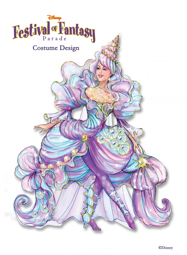 A Sneak Peek at Disney Festival of Fantasy Parade Costumes: Seashell Girl Design Sketch