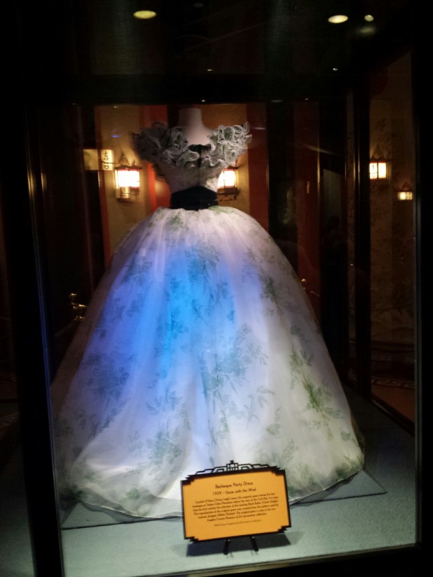 A dress from Gone with the Wind in the Great Movie Ride queue