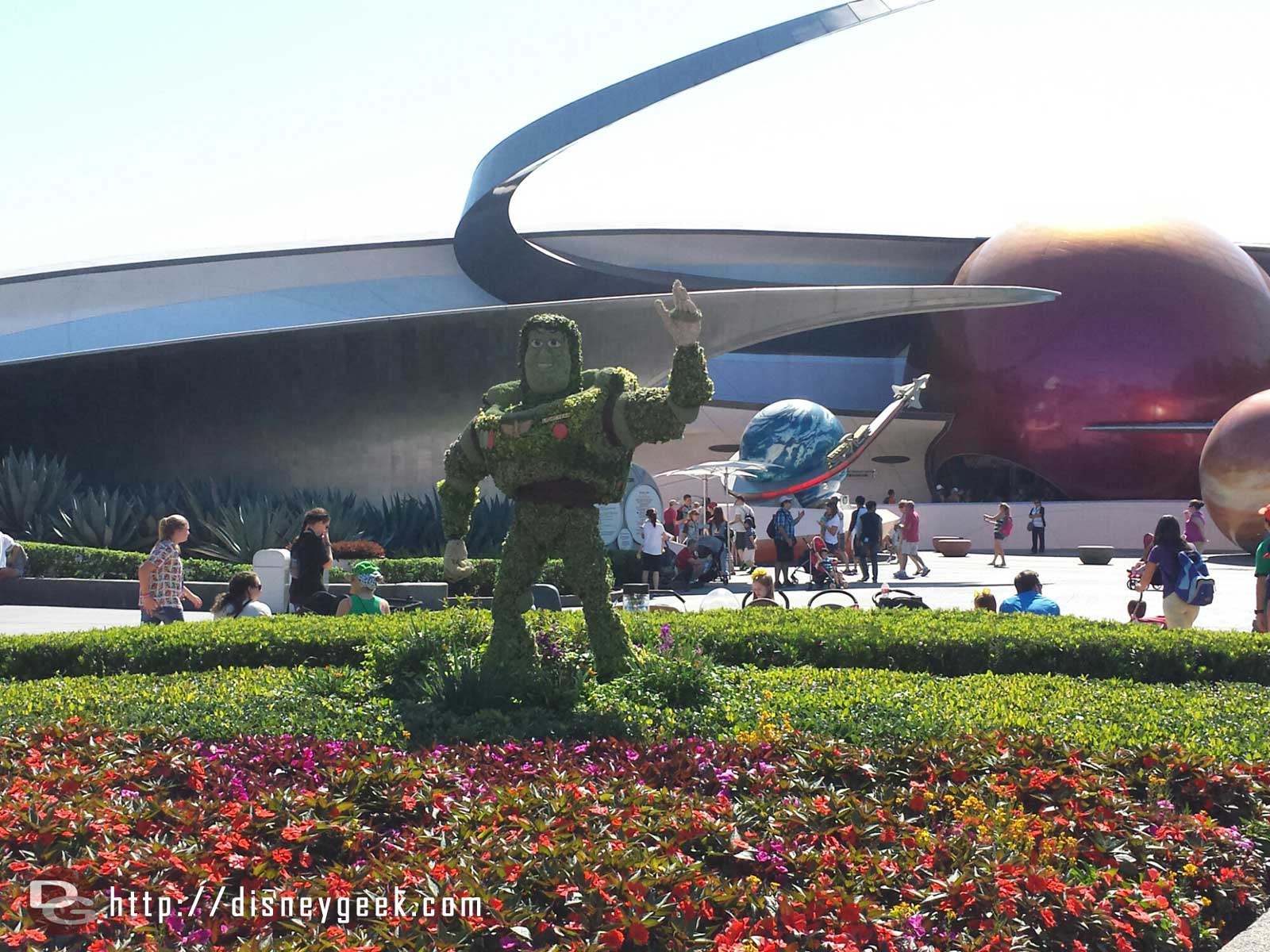 Buzz Lightyear in front of Mission Space - Epcot International Flower & Garden Festival