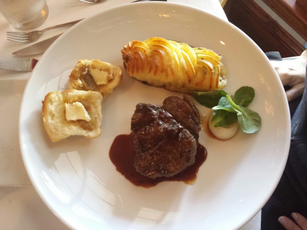 A filet mignon at the Yachtsman Steakhouse at Disney's Yacht Club Resort