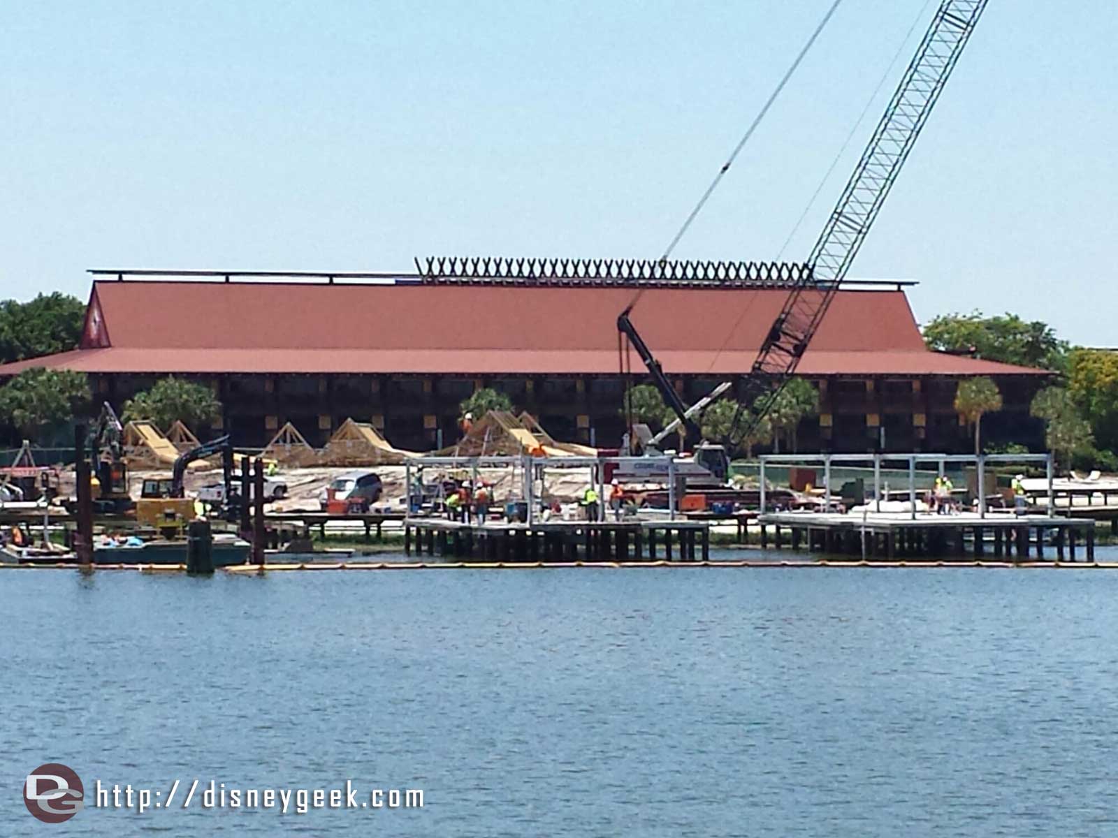 A look at the Polynesian DVC construction from the Magic Kingdom Ferry Boat