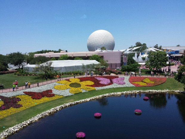 The Butterfly House and flower beds from the monorail at the Epcot International Flower & Garden Festival