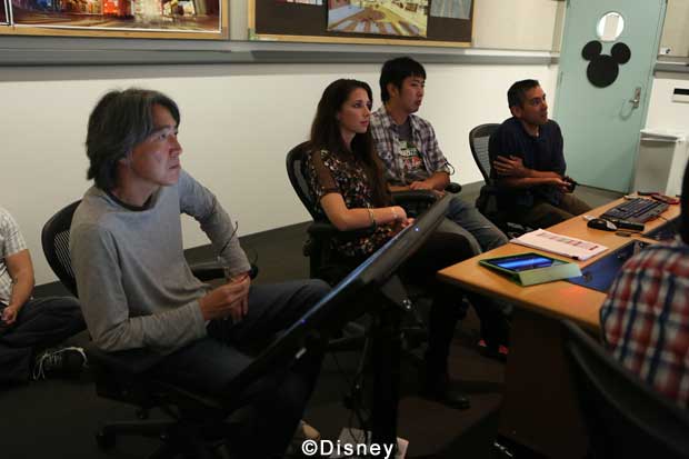 "BIG HERO 6" Pictured (L-R): Jin Kim (Character Design Supervisor), Lorelay Bove (Visual Development Artist), Shiyoon Kim (Character Stylist), Paul Felix (Production Designer). Photo by: Patrick Wymore. ©2014 Disney. All Rights Reserved.