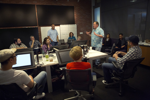 Director John Lasseter works with members of his story team on Disney•Pixar's "Toy Story 4," a new chapter in the lives of Woody, Buzz Lightyear and the "Toy Story" gang. The film is slated for release in 2017. (Photo by Deborah Coleman / Pixar) Photo by: Deborah Coleman / Pixar. ©2014 Disney•Pixar. All Rights Reserved.