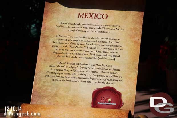 A scroll with some background on the traditions of Christmas in Mexico