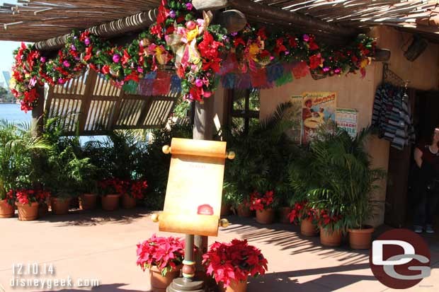 The performance takes place along the World Showcase Lagoon with this as the backdrop.