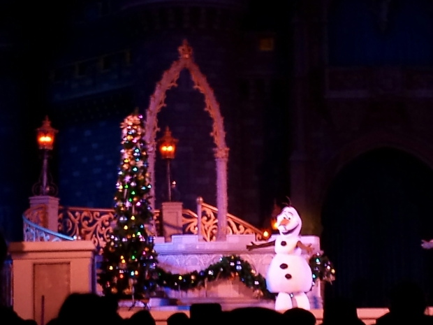 Olaf during the Frozen Holiday Wish