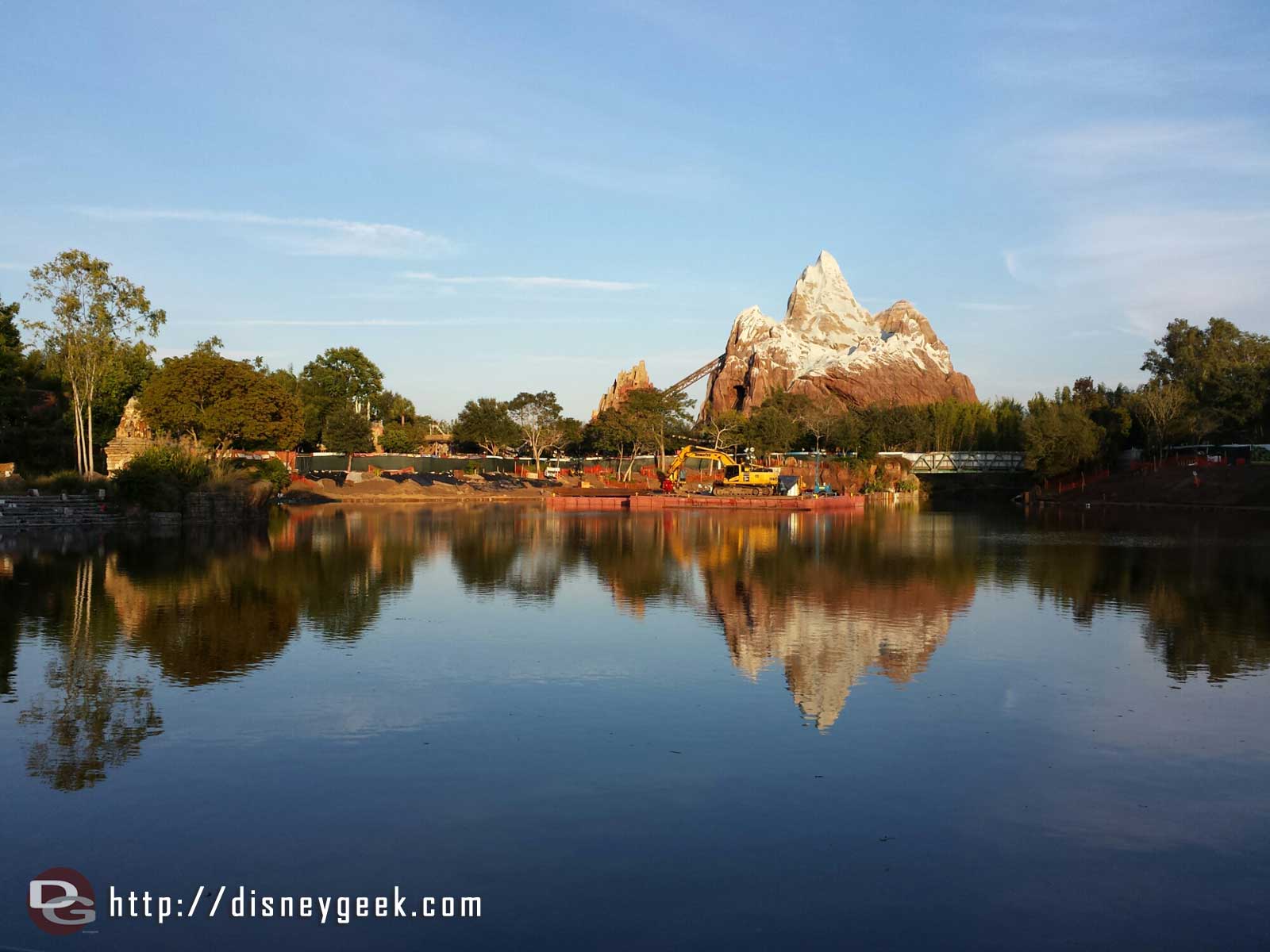 Expedition Everest from across the lagoon.