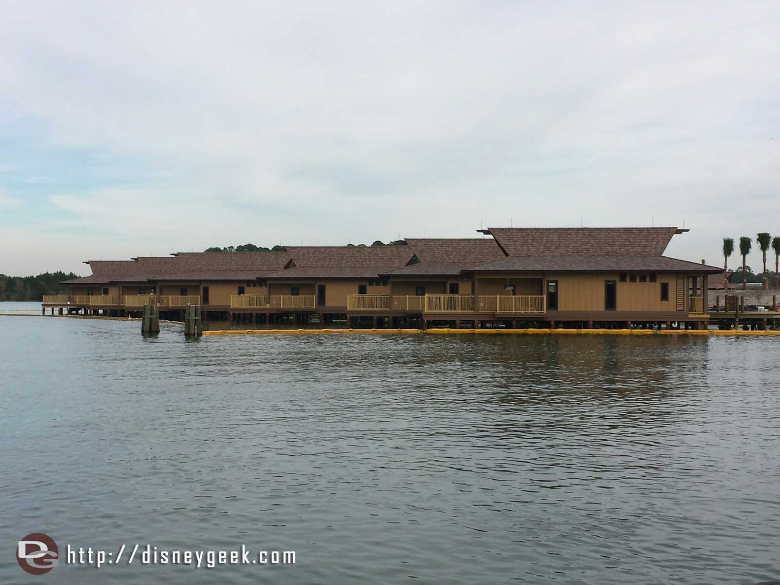 The Polynesian Village Resort bungalows are inching toward completion. We counted 20 of them.