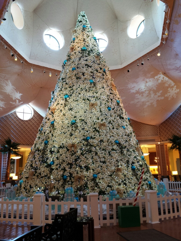 The poinsettia tree in the Dolphin lobby