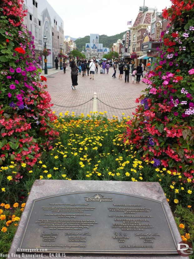 Hong Kong Disneyland - Main Street USA Dedication Plaque