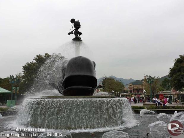 Hong Kong Disneyland - Fountain in the Promenade - Mickey surfing on a whale