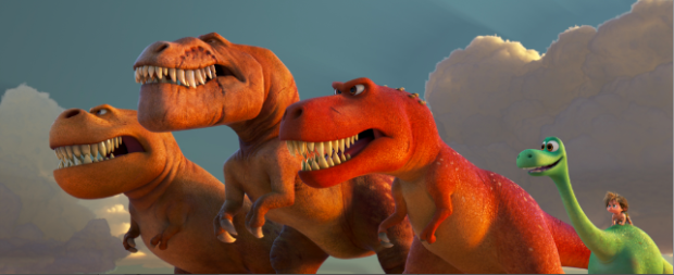 T-REXES SPOTTED AT D23 EXPO 2015 – Anticipation for Disney·Pixar’s “The Good Dinosaur” was amplified when director Peter Sohn and producer Denise Ream shared breathtaking sequences with fans, including never-before-seen footage of a trio of T-Rexes in action. In theaters on Nov. 25, 2015, “The Good Dinosaur” features Arlo, a sheltered Apatosaurus who finds himself far from home among a host of intimidating creatures.         A TRIO OF T-REXES — An Apatosaurus named Arlo must face his fears—and three impressive T-Rexes—in Disney•Pixar’s “The Good Dinosaur.” Featuring the voices of AJ Buckley, Anna Paquin and Sam Elliott as the T-Rexes, “The Good Dinosaur” opens in theaters nationwide Nov. 25, 2015. 