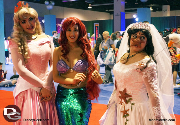 D23 Expo would not be complete if we did not have Princess cosplayers! Meet Princess Aurora, Princess Ariel, and Soon-to-Be Princess Vanessa (Ursula in human form)