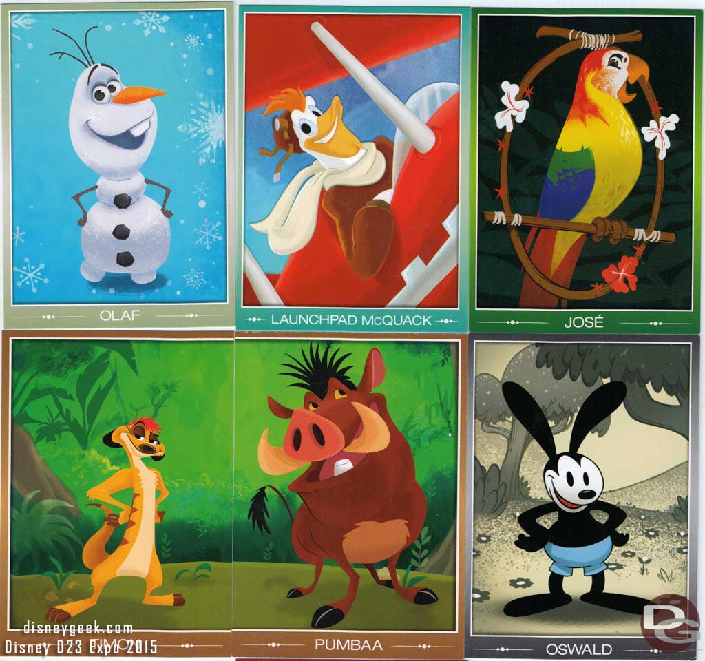 Some of the D23 Expo trading cards I managed to collect