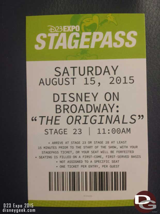 My StagePass for this morning.