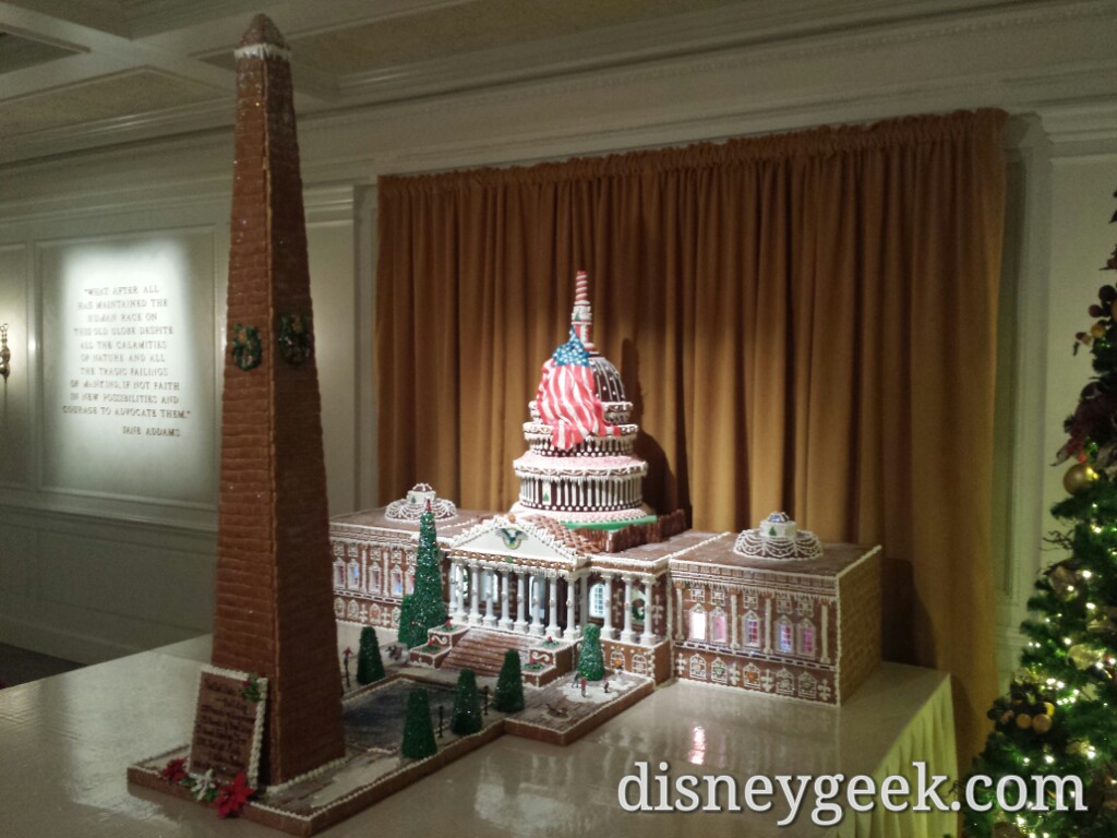 The US Capitol and Washington Monument gingerbread in the American Adventure