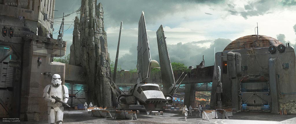 Star Wars-themed lands will be coming to Disneyland park in Anaheim, Calif., and Disney’s Hollywood Studios in Orlando, Fla., transporting guests to a never-before-seen planet, a remote trading port and one of the last stops before wild space where Star Wars characters and their stories come to life. Inside these authentic lands, guests will be able to step aboard The Millennium Falcon and actually pilot the fastest ship in the galaxy, steering the vessel through space, firing the laser cannons, in complete control of the experience. And with the arrival of the First Order to the planet, guests will find themselves in the middle of a tense battle between stormtroopers and Resistance fighters. (Disney Parks)