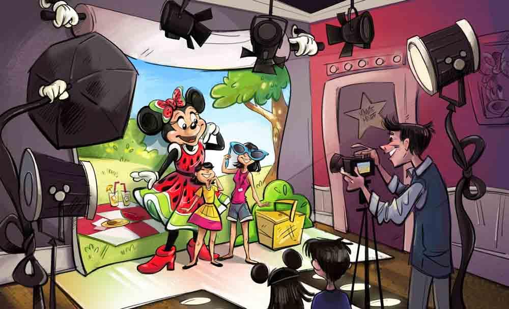 Concept image of Guests experiencing the new Disney Character greeting facility