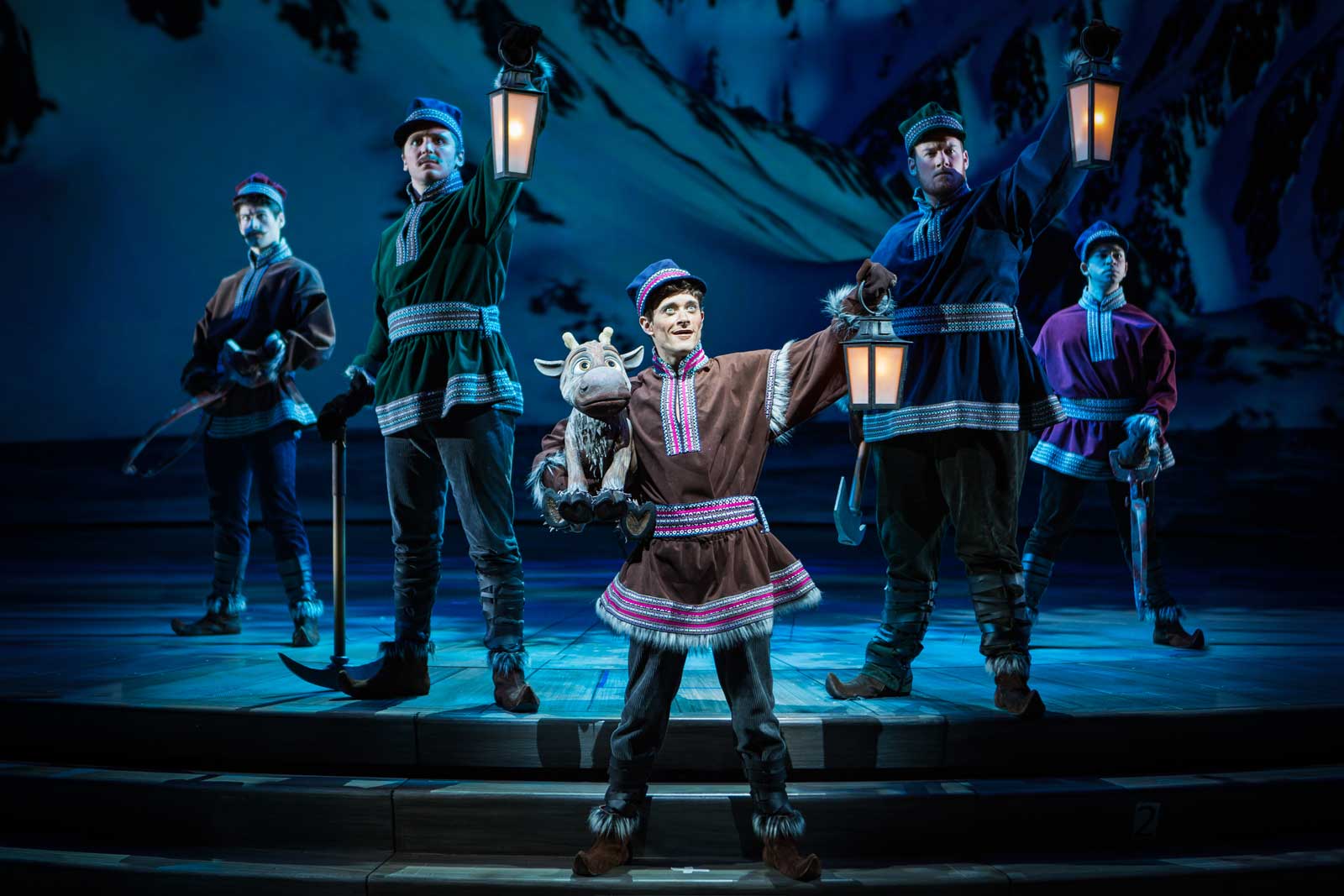 YOUNG KRISTOFF AND SVEN IN 'FROZEN - LIVE AT THE HYPERION' -- A new theatrical interpretation for the stage based on Disney's animated blockbuster film, Frozen is now playing at the Hyperion Theater at Disney California Adventure Park. The show immerses audiences in the emotional journey of Anna and Elsa with all of the excitement of live theater, including elaborate costumes and sets, stunning special effects and show-stopping production numbers. (Piotr A. Redlinski/Disneyland Resort)