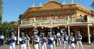 #Disneyland Band performing in front of the Golden Horseshoe in Frontierland