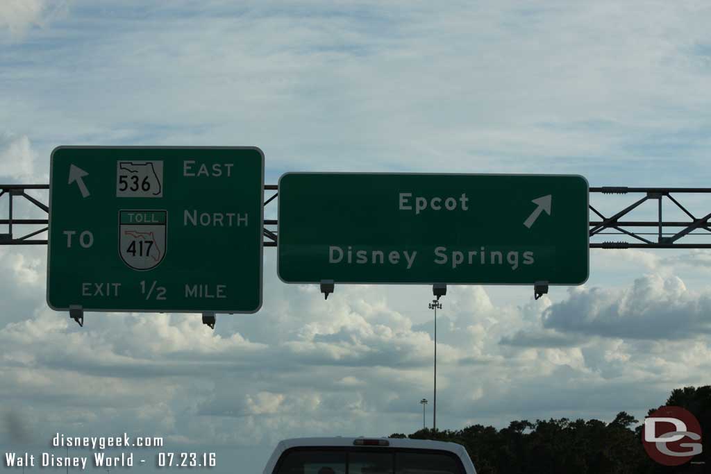 The exit for Epcot