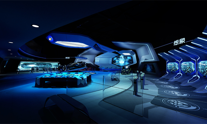 rawing inspiration from the digital world of TRON, the interior of TRON Realm, Chevrolet Digital Challenge features sleek, contrasting surfaces, glowing glass rails, and blue digital lighting, inviting guests to explore three exciting interactive zones – Imagine, Create and Drive.