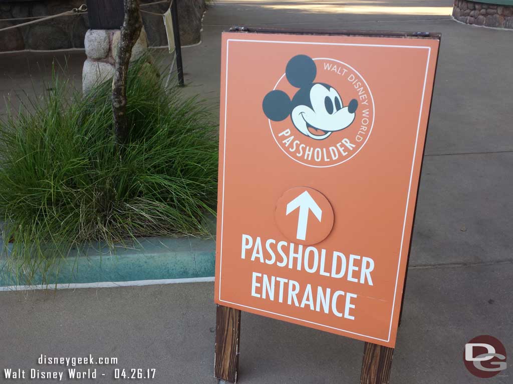 All four parks feature Annual Passholder entrance lines. It was a wash at AK this evening.
