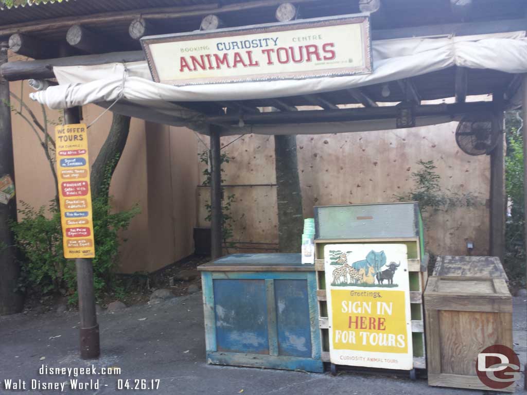 The kiosk nearest the Safari features tours now. The Express Bus service has moved down to near Tusker House