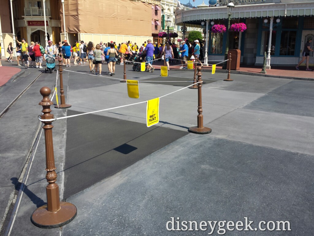 Main Street USA Repaving Project in Progress. Several squares roped off this morning.