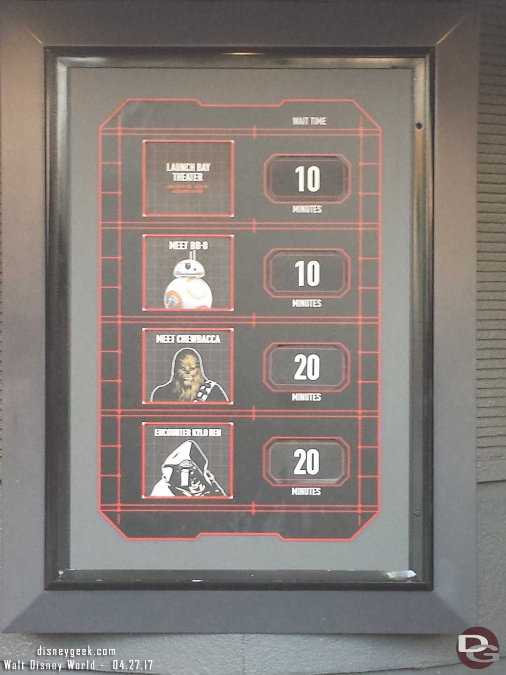 Wait times for characters in the Launch Bay