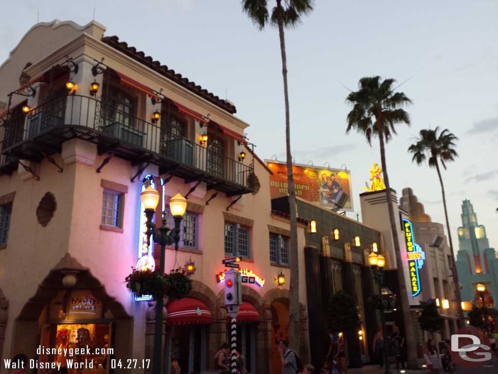 Hollywood Blvd at Disney's Hollywood Studios as the sun was setting