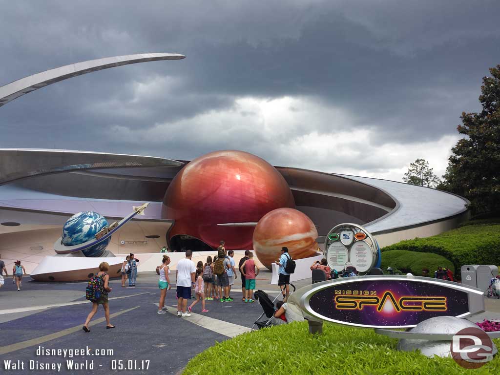 Storm clouds blowing in as we finished Mission Space
